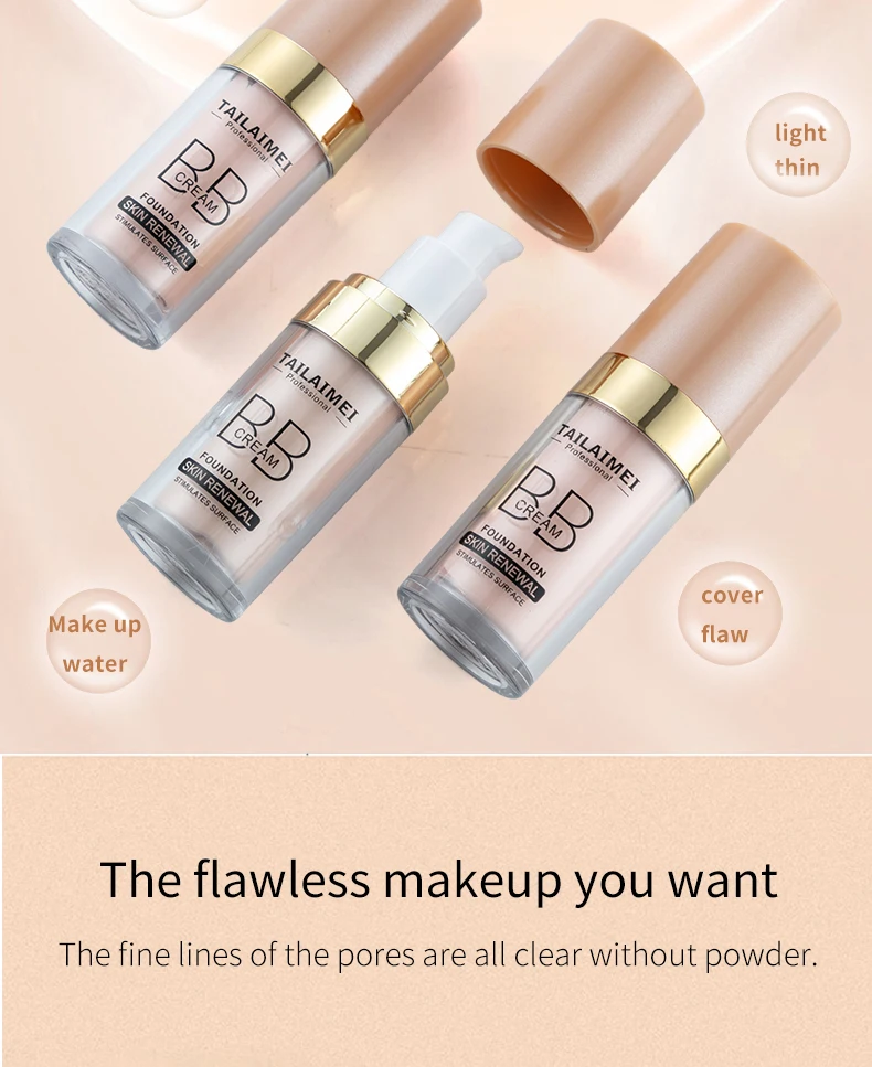 TLM 30 مللي لون البشرة الطبيعي سطع قاعدة مكياج خافي للعيوب طويل الأمد لتبييض الوجه كريم BB