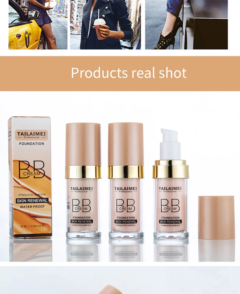 TLM 30 مللي لون البشرة الطبيعي سطع قاعدة مكياج خافي للعيوب طويل الأمد لتبييض الوجه كريم BB