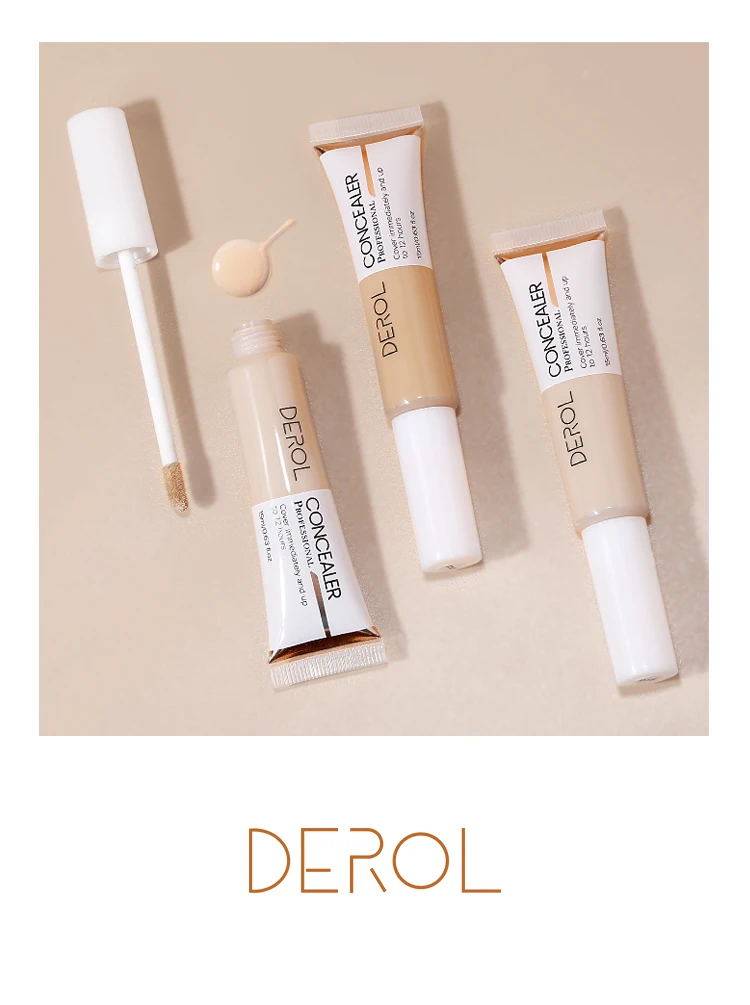 خافي عيوب DEROL لتغطية الهالات السوداء وعلامات حب الشباب يدوم طويلاً وغطاء ترطيب المسام وغطاء لحب الشباب وإخفاء الوجه وتفتيح لون البشرة