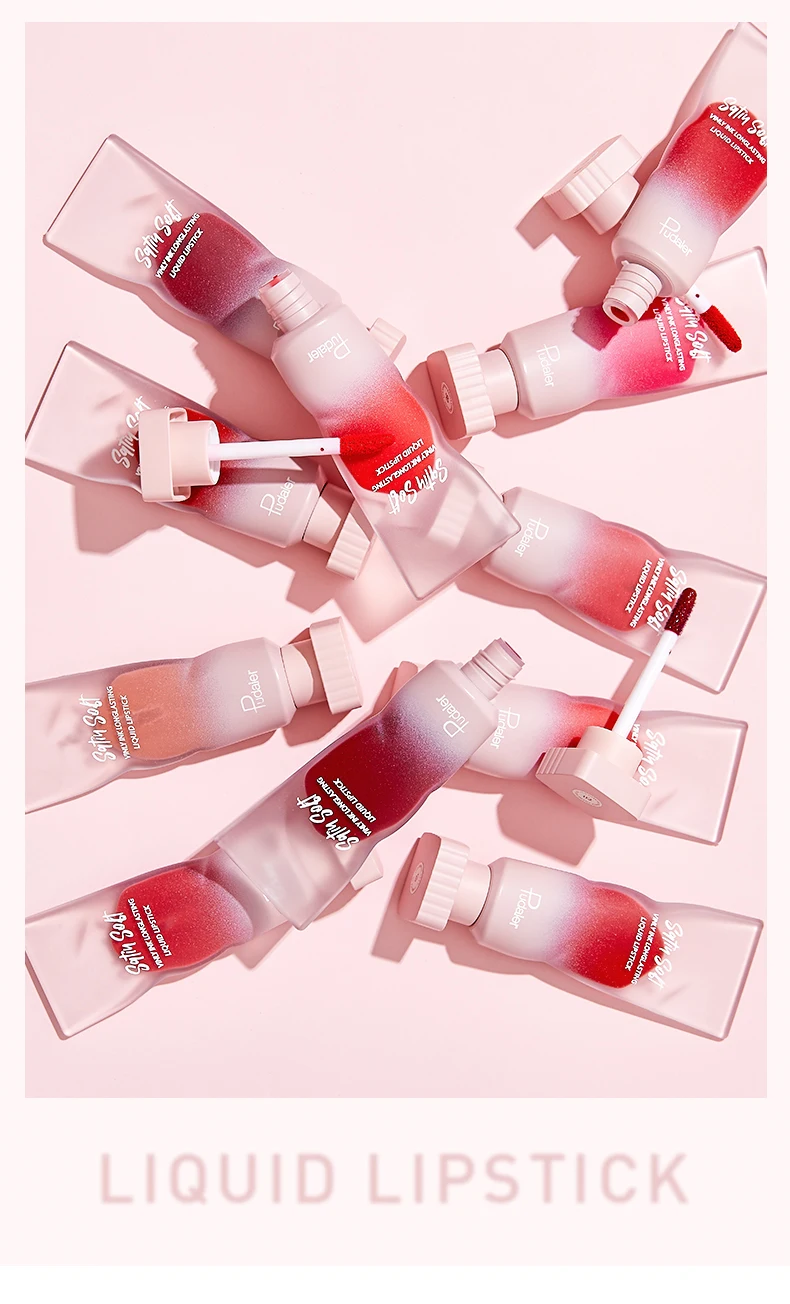 Pudaier جديد 8 ألوان Pearlescent ملمع شفاه سائل مرآة أحمر شفاه سائل مقاوم للماء يدوم طويلاً أحمر شفاه سائل