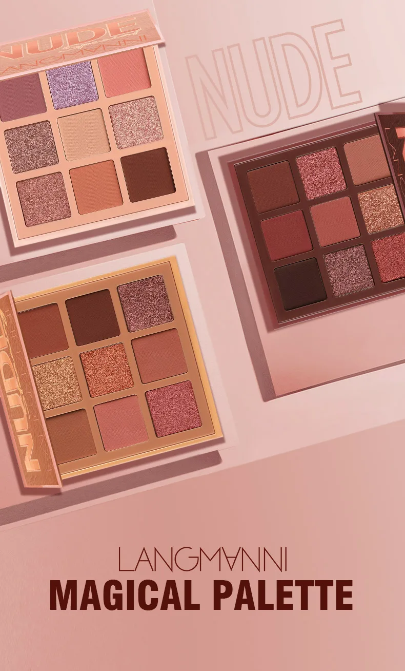 Langmanni 9 ألوان عارية غير لامعة تدوم طويلاً مستحضرات تجميل بودرة غير طائرة مقاومة للماء