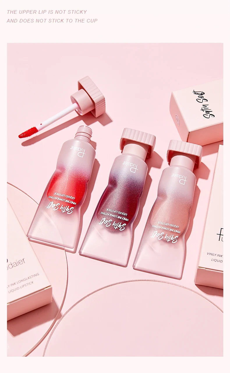 Pudaier جديد 8 ألوان Pearlescent ملمع شفاه سائل مرآة أحمر شفاه سائل مقاوم للماء يدوم طويلاً أحمر شفاه سائل