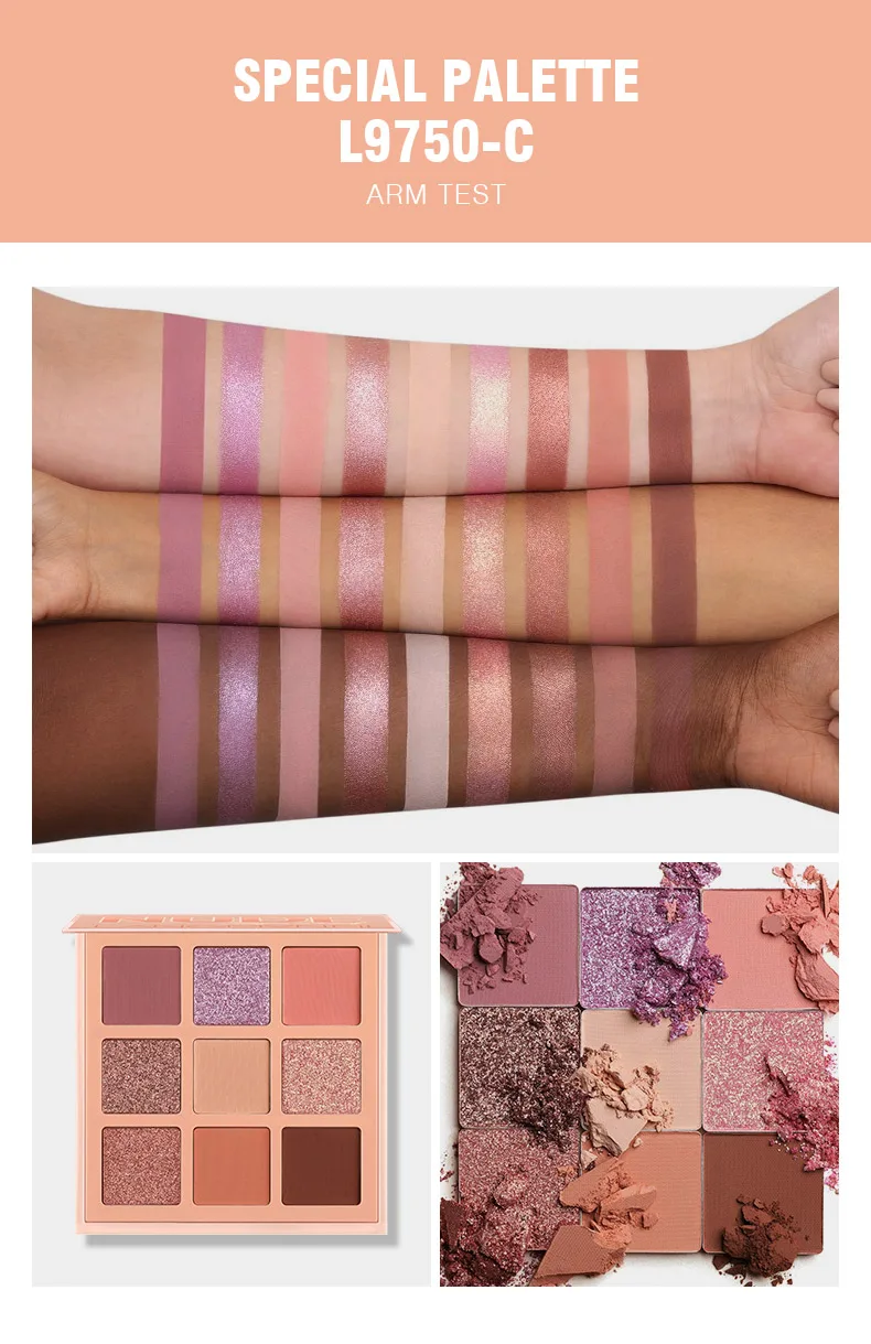 Langmanni 9 ألوان عارية غير لامعة تدوم طويلاً مستحضرات تجميل بودرة غير طائرة مقاومة للماء