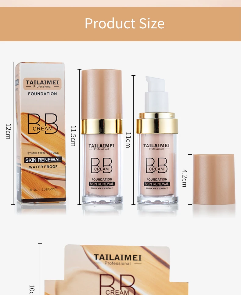 TLM 30 مللي لون البشرة الطبيعي سطع قاعدة مكياج خافي للعيوب طويل الأمد لتبييض الوجه كريم BB