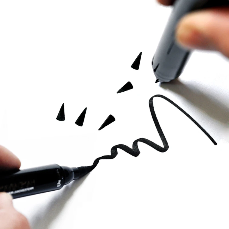 HANDAIYAN مزدوج الطرف مثلث ختم كحل 2 في 1 مقاوم للماء أسود ماكياج طوابع قلم تحديد العيون