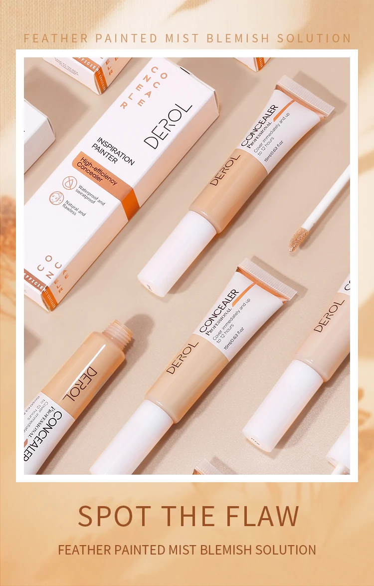 خافي عيوب DEROL لتغطية الهالات السوداء وعلامات حب الشباب يدوم طويلاً وغطاء ترطيب المسام وغطاء لحب الشباب وإخفاء الوجه وتفتيح لون البشرة