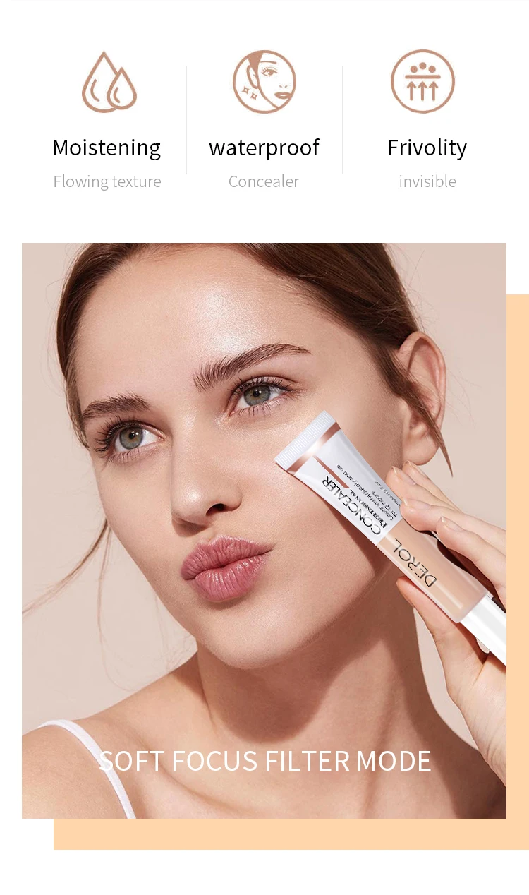 خافي عيوب DEROL لتغطية الهالات السوداء وعلامات حب الشباب يدوم طويلاً وغطاء ترطيب المسام وغطاء لحب الشباب وإخفاء الوجه وتفتيح لون البشرة