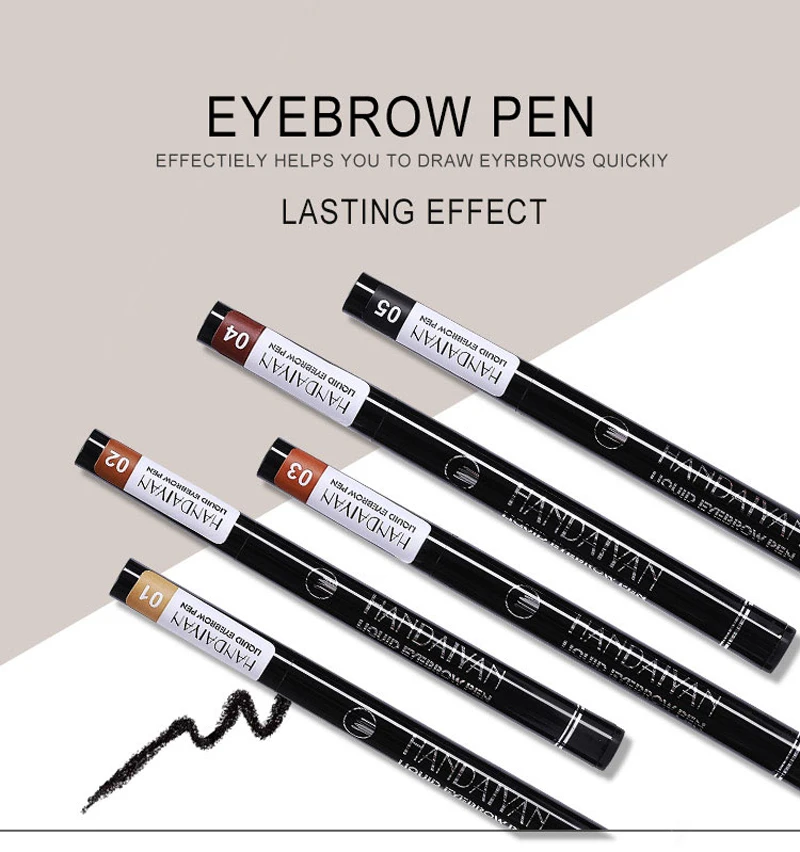 HANDAIYAN Easy To Wear 4 Head Fork Liquid Eyebrow Tattoo Pencils Black Brown Natural Color Waterproof Henna Eyebrow Makeup Pen