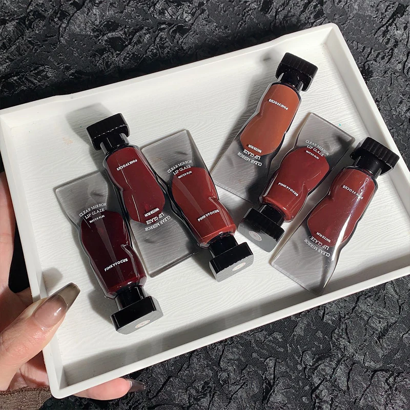 Black Mirror Water Lip Gloss Lip Oil Waterproof Liquid Lipstick Clear Tint Makeup Transparent Lip Glaze Glass Brown Mineral 40g
