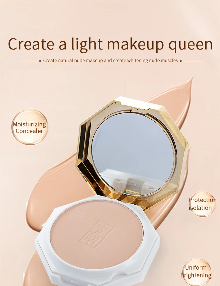 بودرة TLM للوجه ذات تغطية كاملة احترافية وتدوم طويلاً بودرة مضغوطة من TLM بودرة الأساس 2 في 1 للتشطيب