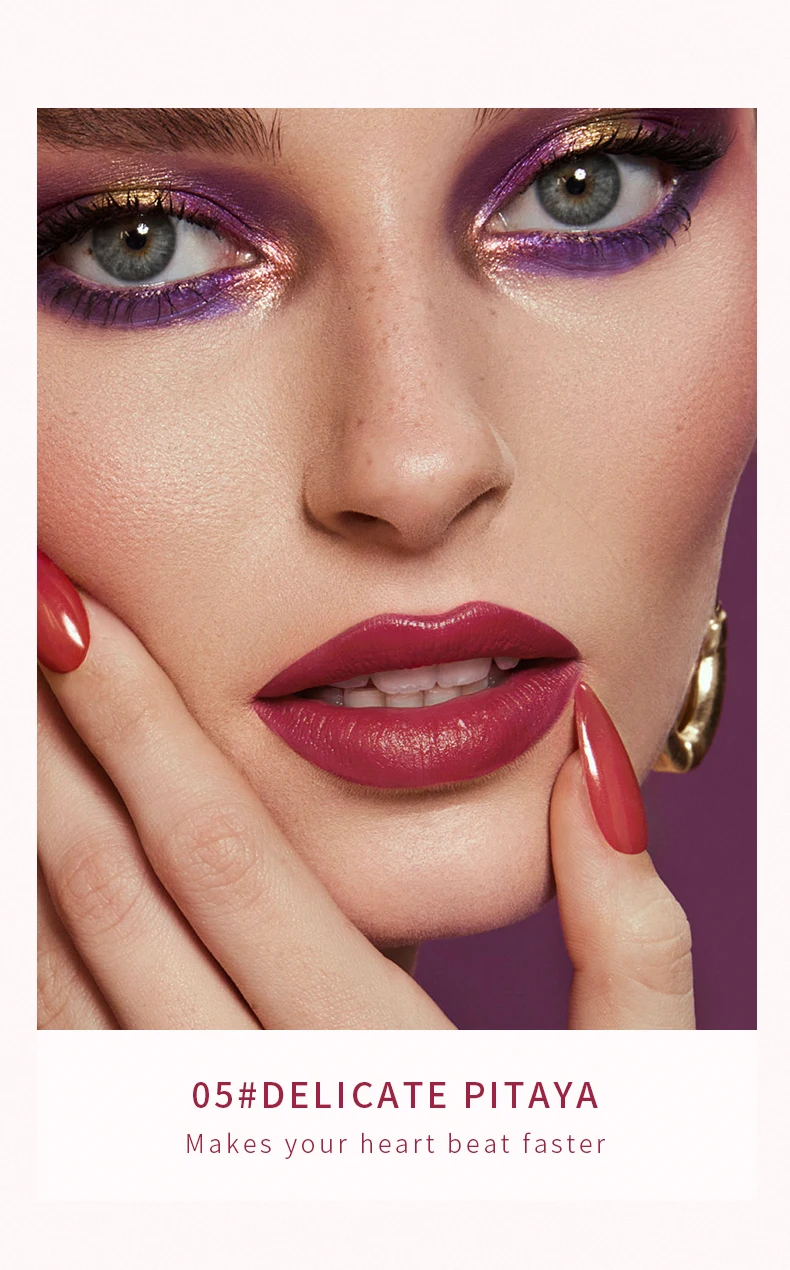 Pudaier جديد 8 ألوان Pearlescent ملمع شفاه سائل مرآة أحمر شفاه سائل مقاوم للماء يدوم طويلاً أحمر شفاه سائل