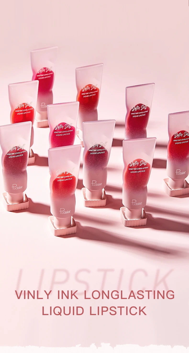 Pudaier جديد 8 ألوان Pearlescent ملمع شفاه سائل مرآة أحمر شفاه سائل مقاوم للماء يدوم طويلاً أحمر شفاه سائل