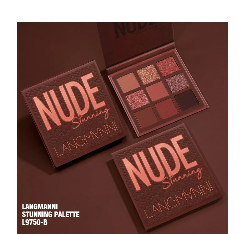 Langmanni 9 ألوان عارية غير لامعة تدوم طويلاً مستحضرات تجميل بودرة غير طائرة مقاومة للماء