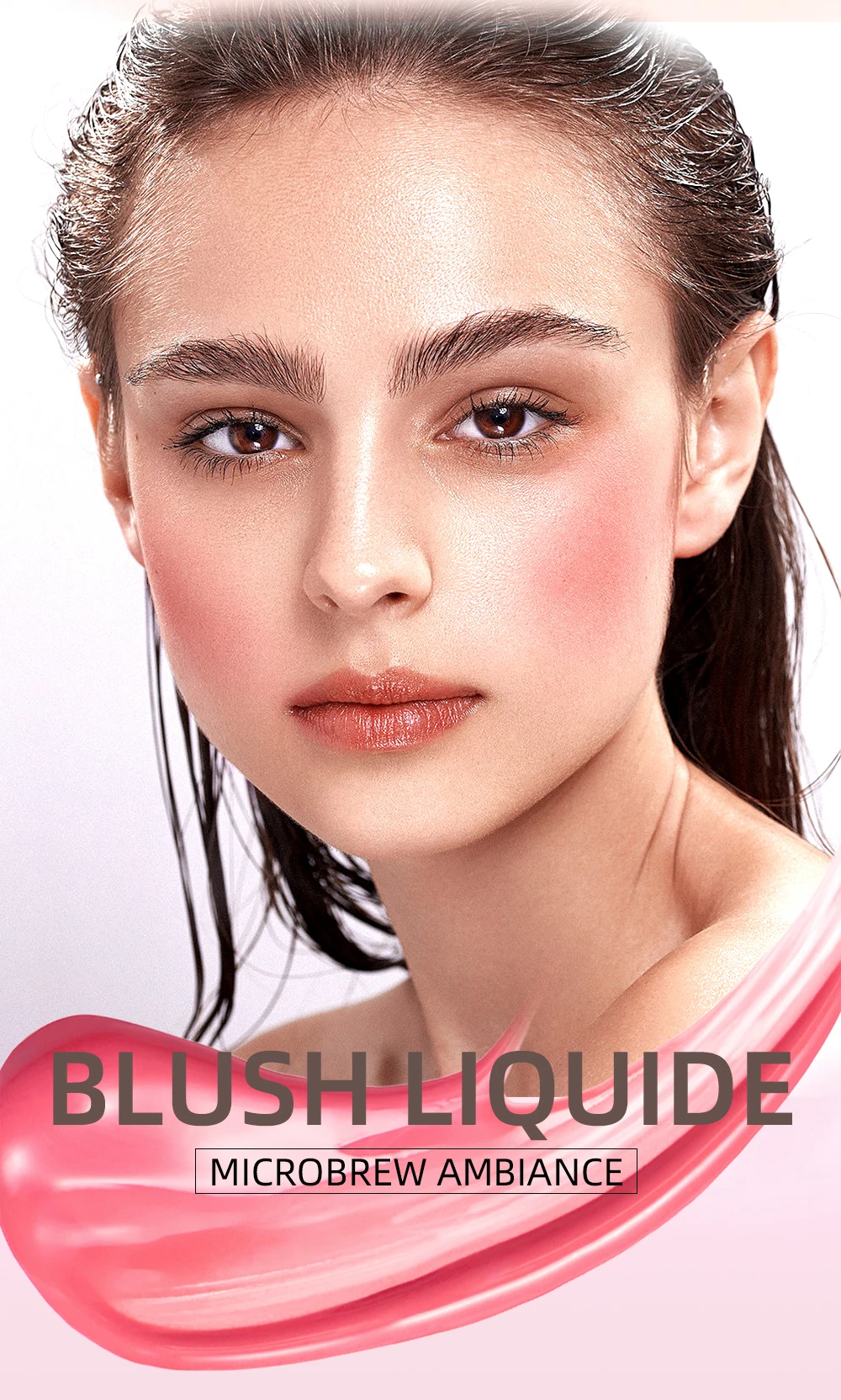 QIBEST Blush Stick كريم أحمر الخدود السائل مع قضيب وسادة للخدود أحمر الخدود خفيف الوزن عصا ماكياج الشفاه الخد العين عصا