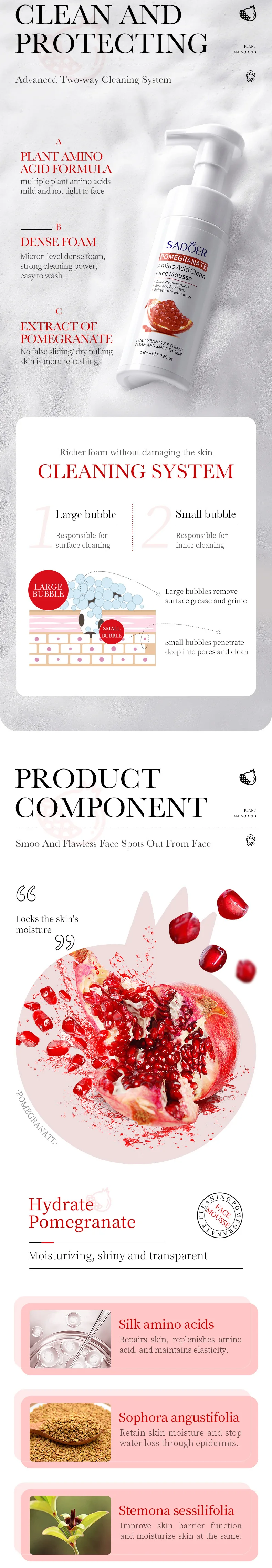 تقشير عضوي صبار الرمين تنظيف منعش موس المسام التحكم في الرطوبة زيت غسل الوجه رغوة مع فرشاة طبيعية
