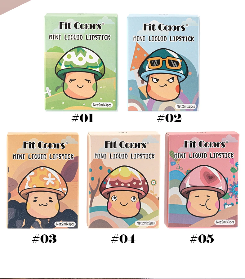 ملمع شفاه مقاوم للماء يدوم طويلاً أحمر شفاه سائل غير لامع مستحضرات تجميل 24 ساعة ماكياج صغير غير لامع مخملي ألوان 3 قطعة / المجموعة