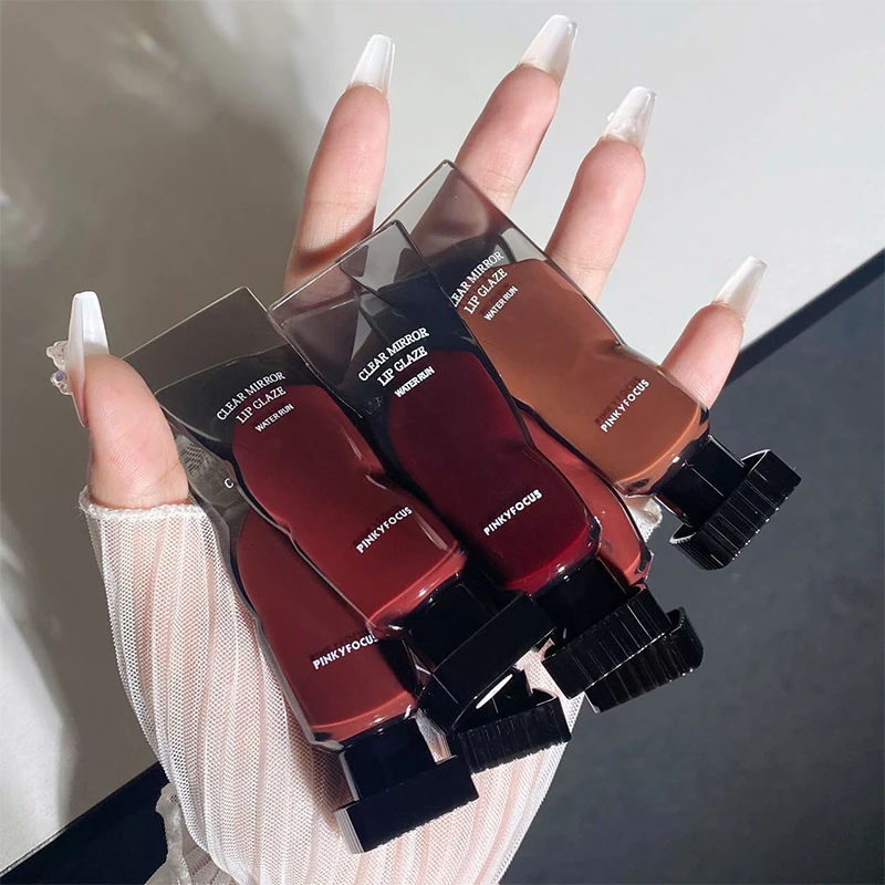 Black Mirror Water Lip Gloss Lip Oil Waterproof Liquid Lipstick Clear Tint Makeup Transparent Lip Glaze Glass Brown Mineral 40g