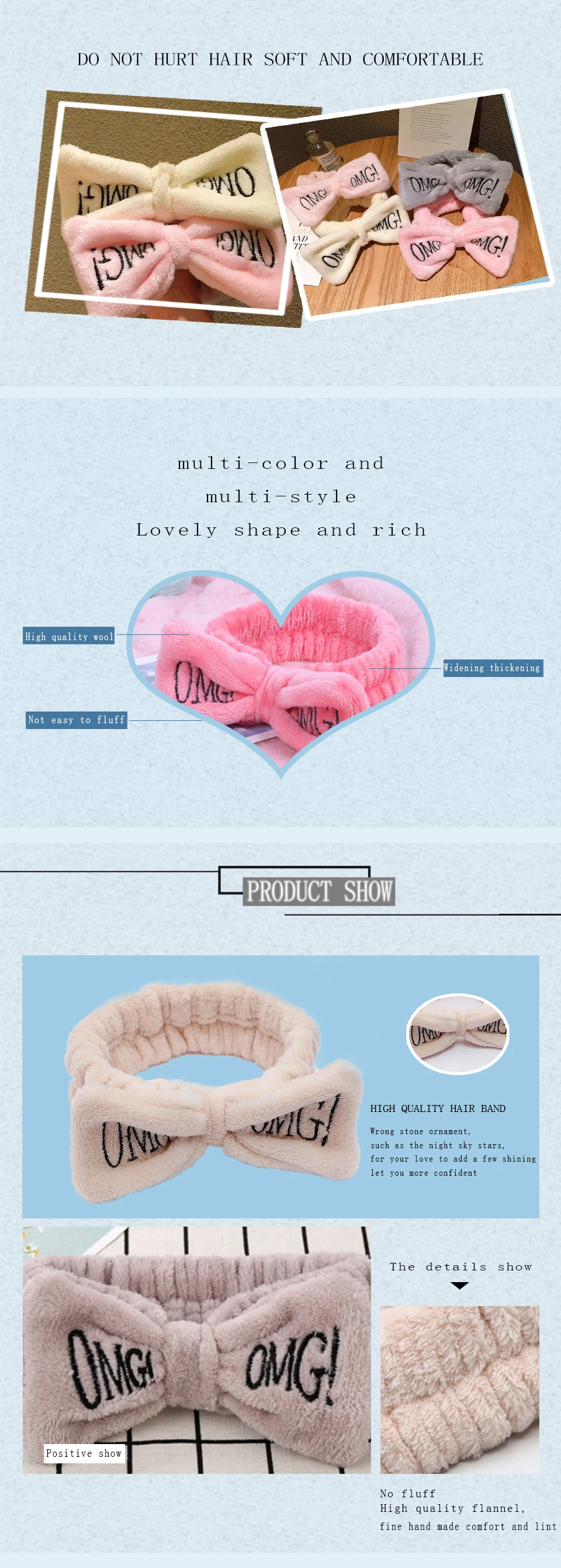 2020 جديد OMG رسالة الصوف المرجاني غسل الوجه القوس العصابات الشعر للنساء الفتيات رباطات أغطية الرأس العصابات الشعر عمامة إكسسوارات الشعر