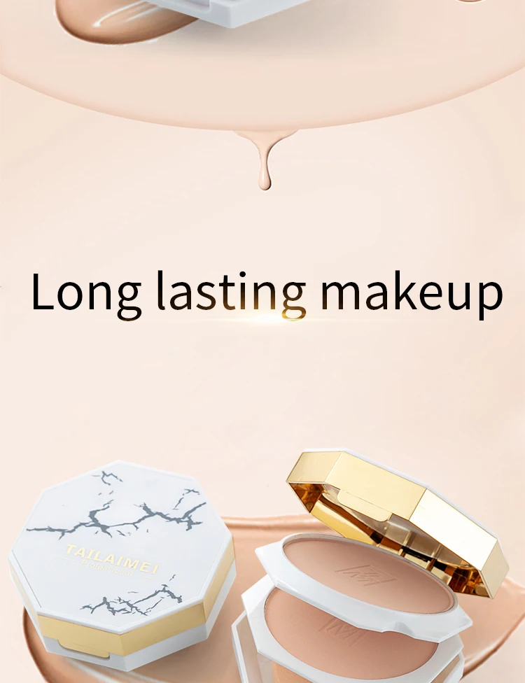 بودرة TLM للوجه ذات تغطية كاملة احترافية وتدوم طويلاً بودرة مضغوطة من TLM بودرة الأساس 2 في 1 للتشطيب