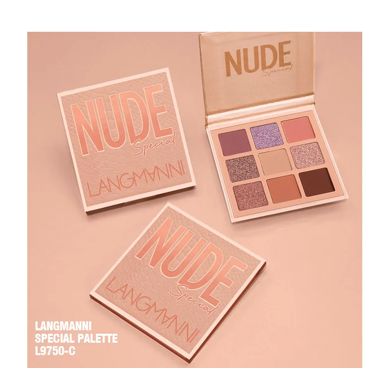 Langmanni 9 ألوان عارية غير لامعة تدوم طويلاً مستحضرات تجميل بودرة غير طائرة مقاومة للماء