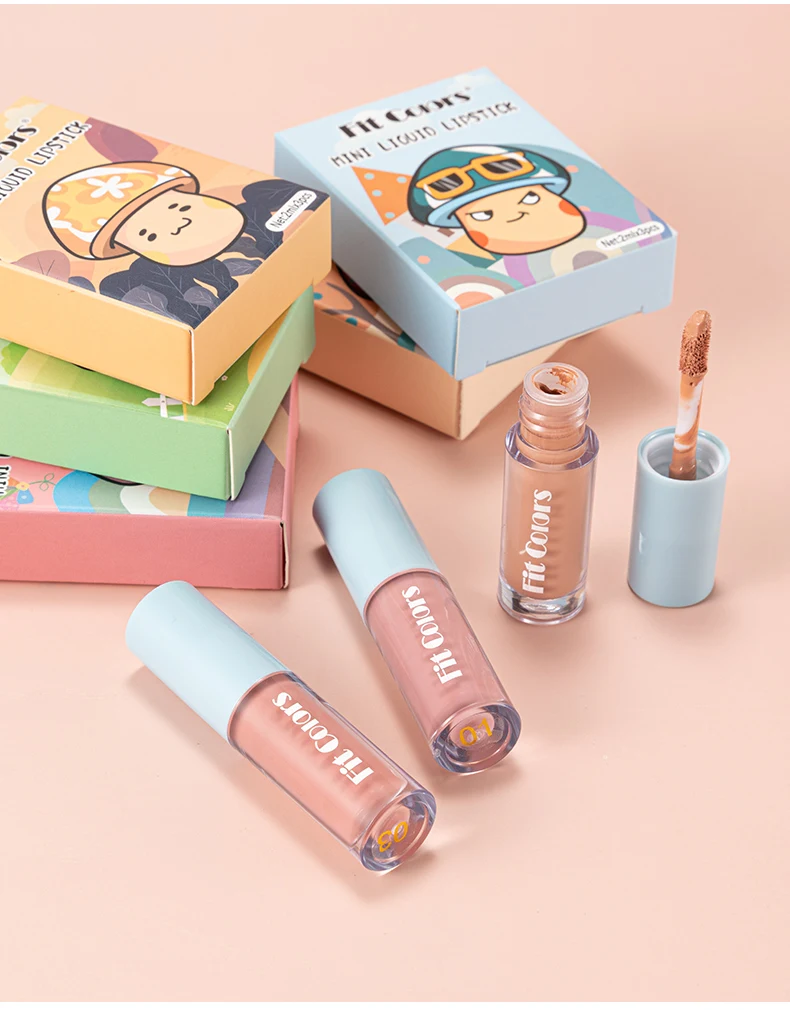 ملمع شفاه مقاوم للماء يدوم طويلاً أحمر شفاه سائل غير لامع مستحضرات تجميل 24 ساعة ماكياج صغير غير لامع مخملي ألوان 3 قطعة / المجموعة