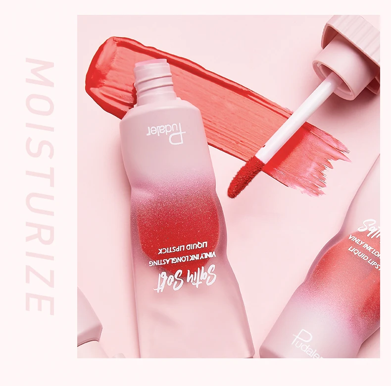 Pudaier جديد 8 ألوان Pearlescent ملمع شفاه سائل مرآة أحمر شفاه سائل مقاوم للماء يدوم طويلاً أحمر شفاه سائل