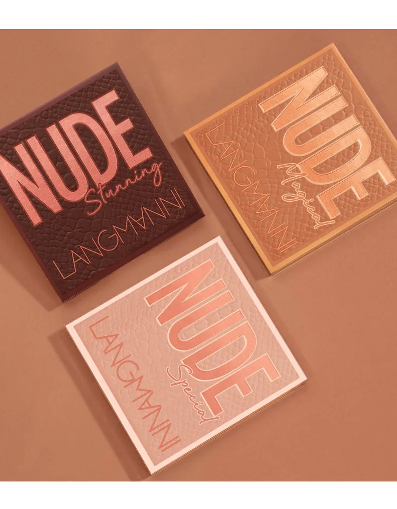 Langmanni 9 ألوان عارية غير لامعة تدوم طويلاً مستحضرات تجميل بودرة غير طائرة مقاومة للماء