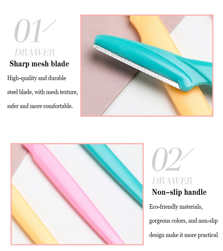 جديد حار بيع 3 قطعة / المجموعة الحاجب المتقلب مزيل الشعر الوجه شفرات حلاقة الحلاقة شارب المحمولة مجموعة ماكياج مجموعة أدوات